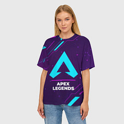 Футболка оверсайз женская Символ Apex Legends в неоновых цветах на темном фо, цвет: 3D-принт — фото 2