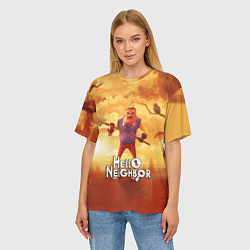 Футболка оверсайз женская Hello Neighbor Привет сосед Сосед с лопатой, цвет: 3D-принт — фото 2