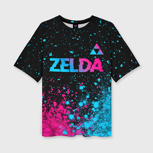 Женская футболка оверсайз Zelda Neon Triforce / 3D-принт – фото 1