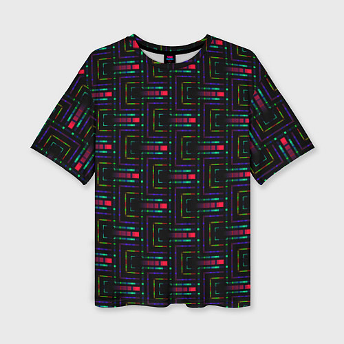 Женская футболка оверсайз Яркие полосы на черном / 3D-принт – фото 1