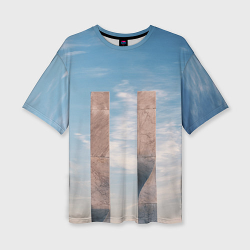 Женская футболка оверсайз Абстрактные блоки и небо - Голубой / 3D-принт – фото 1