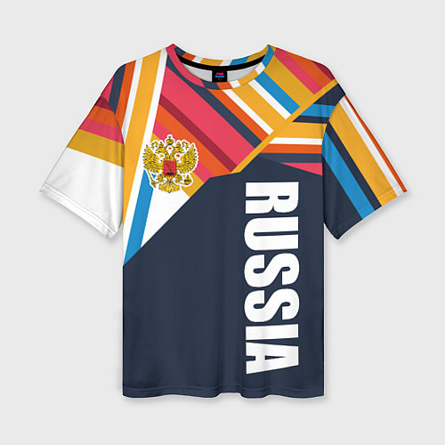 Женская футболка оверсайз RUSSIA - RETRO COLORS / 3D-принт – фото 1