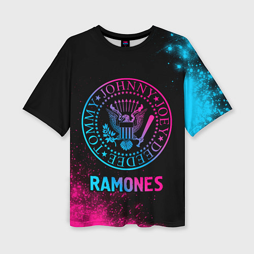 Женская футболка оверсайз Ramones Neon Gradient / 3D-принт – фото 1