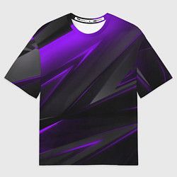 Футболка оверсайз женская Geometry Черный и фиолетовый, цвет: 3D-принт