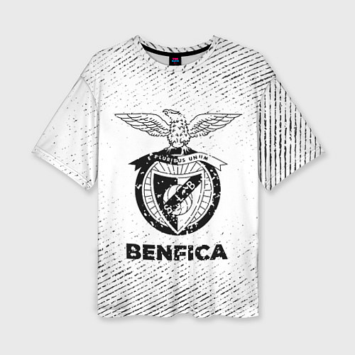 Женская футболка оверсайз Benfica с потертостями на светлом фоне / 3D-принт – фото 1