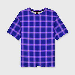Женская футболка оверсайз Фиолетовый клетчатый узор