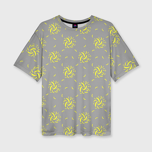 Женская футболка оверсайз Банановый фейерверк на сером фоне / 3D-принт – фото 1