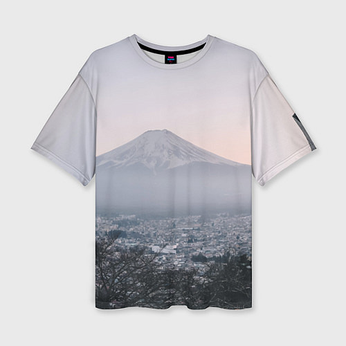 Женская футболка оверсайз Туманные горы и деревья утром / 3D-принт – фото 1