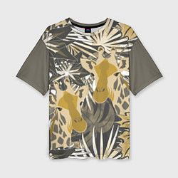 Женская футболка оверсайз Жирафы в тропиках