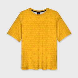 Женская футболка оверсайз Желтые кирпичики и цветы