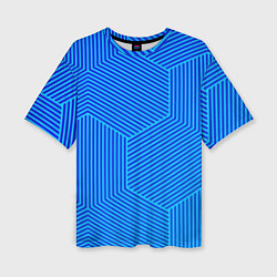 Женская футболка оверсайз Blue geometry линии