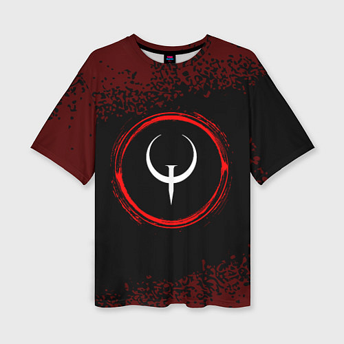 Женская футболка оверсайз Символ Quake и краска вокруг на темном фоне / 3D-принт – фото 1