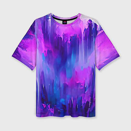 Женская футболка оверсайз Purple splashes / 3D-принт – фото 1