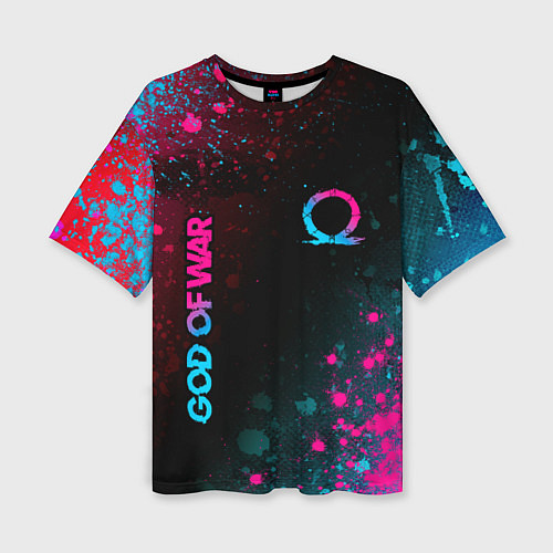 Женская футболка оверсайз God of War - neon gradient / 3D-принт – фото 1