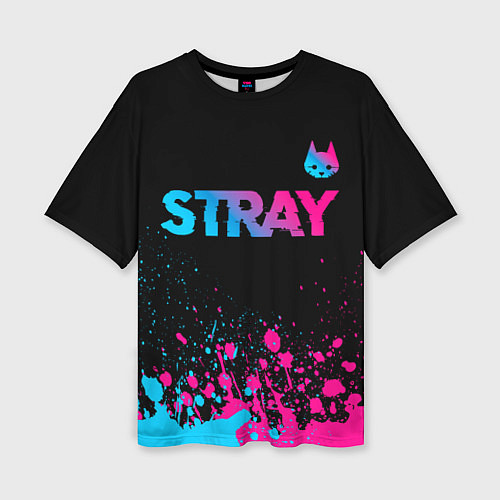 Женская футболка оверсайз Stray - neon gradient logo / 3D-принт – фото 1