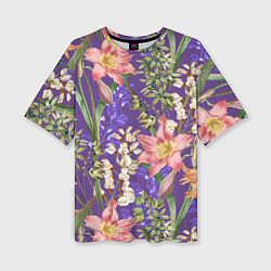 Женская футболка оверсайз Яркий Цветочный Сад