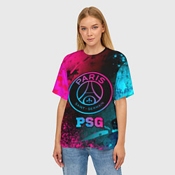 Футболка оверсайз женская PSG - neon gradient, цвет: 3D-принт — фото 2