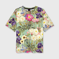 Женская футболка оверсайз Красочные Цветы Лета