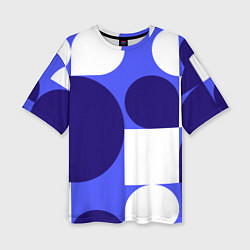 Женская футболка оверсайз Абстрактный набор геометрических фигур - Синий фон