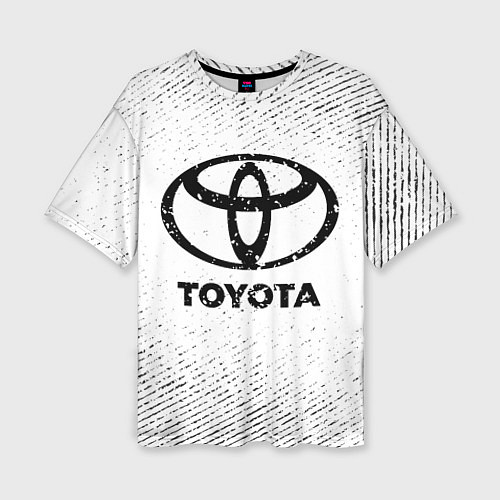 Женская футболка оверсайз Toyota с потертостями на светлом фоне / 3D-принт – фото 1