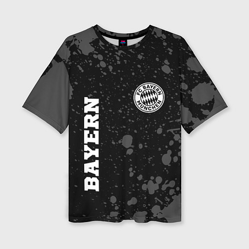 Женская футболка оверсайз Bayern sport на темном фоне: символ и надпись верт / 3D-принт – фото 1