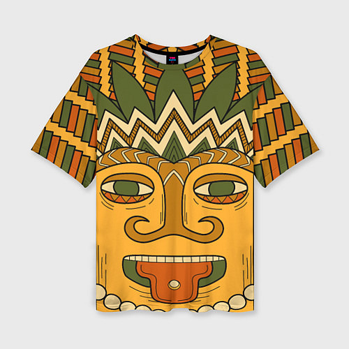 Женская футболка оверсайз Polynesian tiki CHILLING / 3D-принт – фото 1