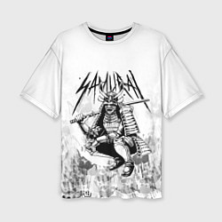 Женская футболка оверсайз Самурай и отпечатки павших войнов