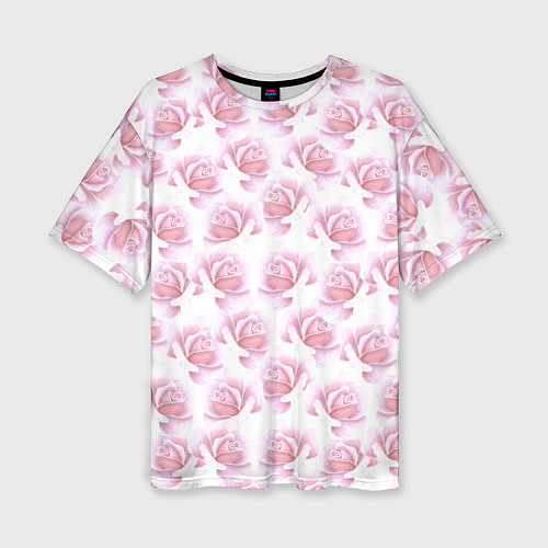 Женская футболка оверсайз Нежные розы - паттерн / 3D-принт – фото 1