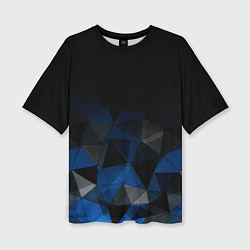 Женская футболка оверсайз Черно-синий геометрический