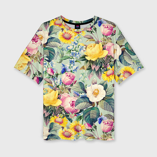Женская футболка оверсайз Солнечные Цветы / 3D-принт – фото 1