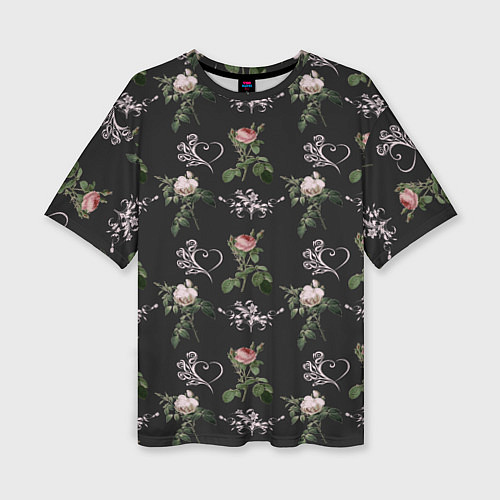Женская футболка оверсайз Дизайн из роз / 3D-принт – фото 1
