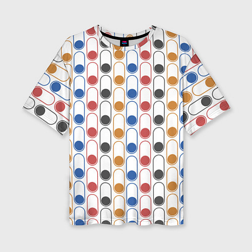 Женская футболка оверсайз Узор из разноцветных суперэллипсов прямоугольников / 3D-принт – фото 1