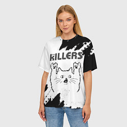 Футболка оверсайз женская The Killers рок кот на светлом фоне, цвет: 3D-принт — фото 2
