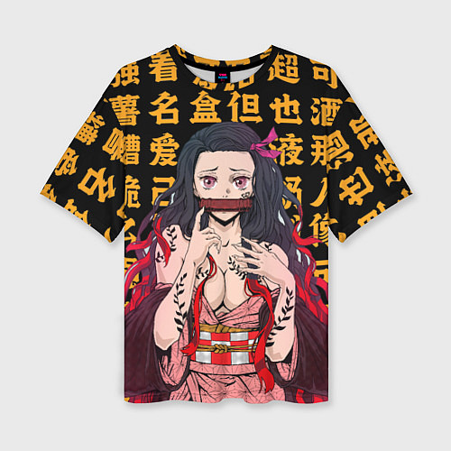 Женская футболка оверсайз Незуко тян - Клинок рассекающий демонов / 3D-принт – фото 1
