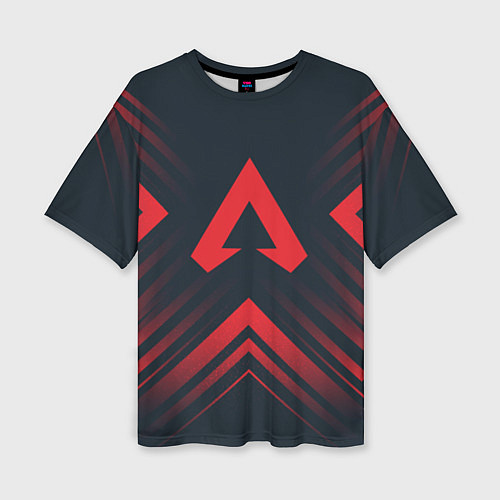 Женская футболка оверсайз Красный символ Apex Legends на темном фоне со стре / 3D-принт – фото 1