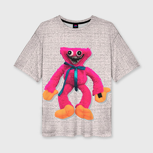 Женская футболка оверсайз Киси Миси объёмная игрушка - Kissy Missy / 3D-принт – фото 1