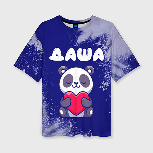Женская футболка оверсайз Даша панда с сердечком / 3D-принт – фото 1