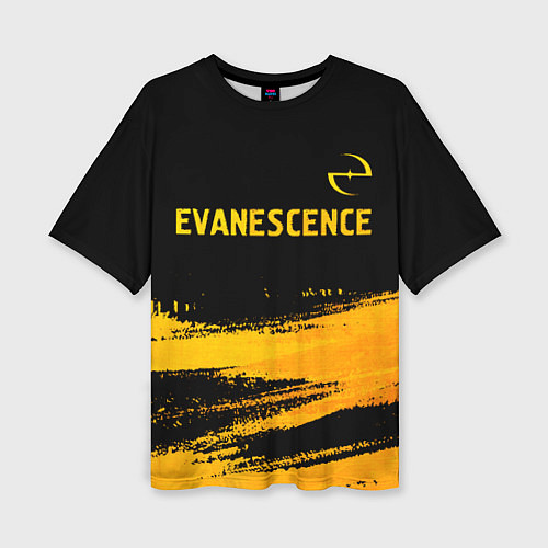 Женская футболка оверсайз Evanescence - gold gradient: символ сверху / 3D-принт – фото 1