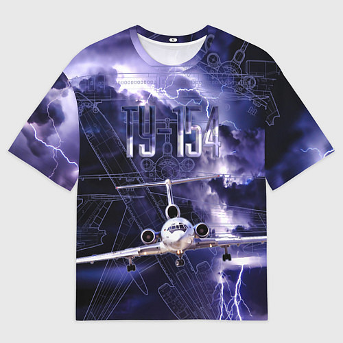 Женская футболка оверсайз Ту-154 Ночные полет / 3D-принт – фото 1