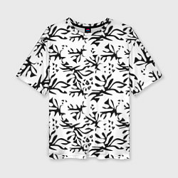 Женская футболка оверсайз Черно белый абстрактный модный узор