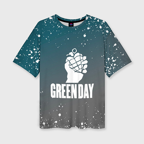 Женская футболка оверсайз Green day - брызги / 3D-принт – фото 1