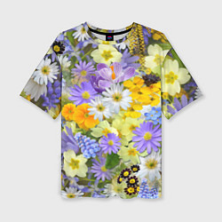 Женская футболка оверсайз Цветочная летняя поляна