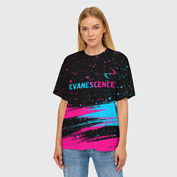 Футболка оверсайз женская Evanescence - neon gradient: символ сверху, цвет: 3D-принт — фото 2