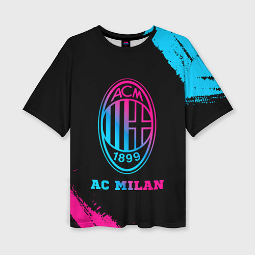 Женская футболка оверсайз AC Milan - neon gradient / 3D-принт – фото 1