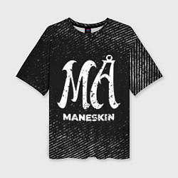 Женская футболка оверсайз Maneskin с потертостями на темном фоне
