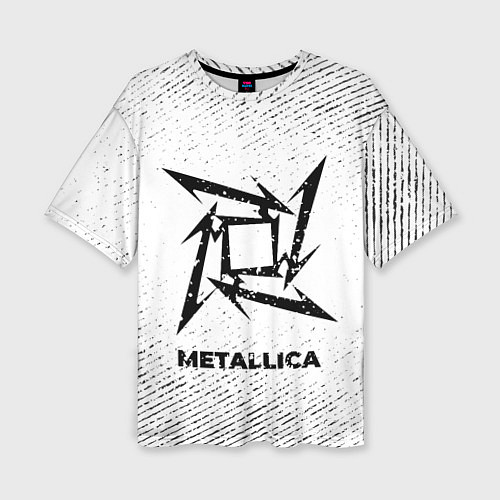 Женская футболка оверсайз Metallica с потертостями на светлом фоне / 3D-принт – фото 1