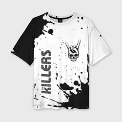 Женская футболка оверсайз The Killers и рок символ на светлом фоне