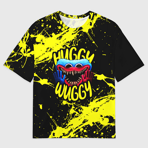 Женская футболка оверсайз Хагги Вагги желтые брызги краски / 3D-принт – фото 1
