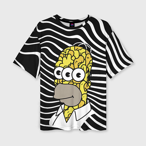 Женская футболка оверсайз Трёхглазый Гомер Симпсон - шутка / 3D-принт – фото 1