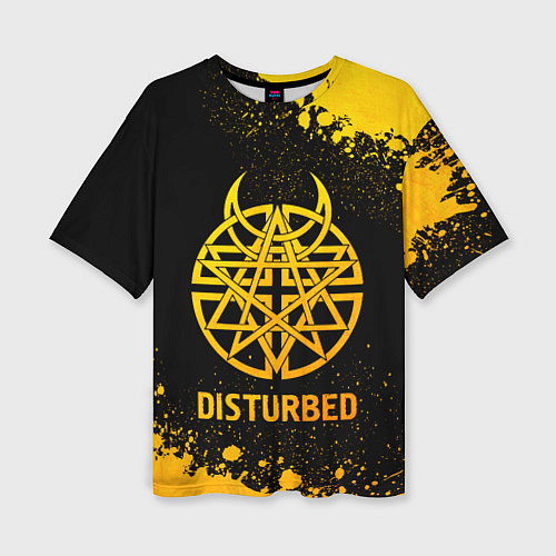 Женская футболка оверсайз Disturbed - gold gradient / 3D-принт – фото 1